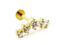 Labret Titane PVD Gold Interne Stérile motif Arc de Strass | Itc
