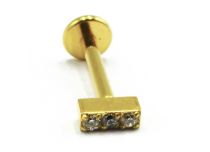 Labret Titane PVD Gold Interne Stérile motif Barre 3 Strass | Itc