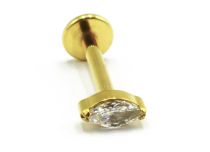 Labret Titane PVD Gold Interne Stérile Oval à Strass blanc | Itc