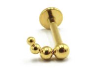 Labret Titane PVD Gold Interne Stérile motif 4 Billes Courbes | Itc