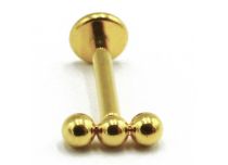 Labret Titane PVD Gold Interne Stérile motif 3 Billes Droites | Itc