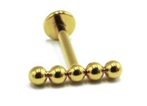 Labret Titane PVD Gold Interne Stérile motif 5 Billes Droites | Itc