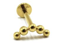 Labret Titane PVD Gold Interne Stérile motif 5 Billes Courbés | Itc