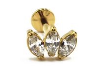  Labret Titane PVD Gold Filetage Interne Stérile motif Marquise 3 Strass | Itc