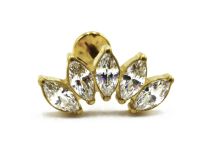 Labret Titane PVD Gold Interne Stérile motif Marquise droit 5 Strass Blanc | Itc