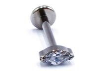 Labret Titane Interne Stérile motif Ovale Strass Blanc | Itc