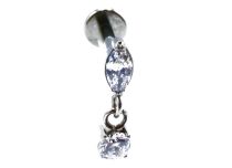 Labret Titane Interne Stérile motif Ovale Pendentif Rond à Strass Blanc | Itc