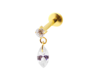 Labret Titane PVD Gold Interne Stérile motif Strass et pendentif Ovale | Itc