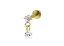 Labret Titane PVD Gold Interne Stérile motif Strass et pendentif | Itc