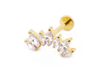 Labret Titane PVD Gold Interne Stérile motif Marquise 7 Strass Courbés | Itc
