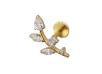 Labret Titane PVD Gold Interne Stérile motif branche rond/Ovale/Triangle BL| Itc