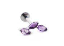Labret Titane Interne Stérile motif Marquise Couchés 3 Pierres Naturelles | iTC