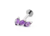 Labret Titane Interne Stérile motif Marquise 3 Pierres Naturelles Colorés | Itc