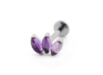 Labret Titane Interne Stérile motif Marquise Droite 3 Pierres Naturelles | iTC
