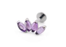 Labret Titane Interne Stérile motif Marquise Arc de 4 Pierres Naturelles| iTC