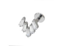 Labret Titane Interne Stérile motif 5 strass rectangle blanc | Itc
