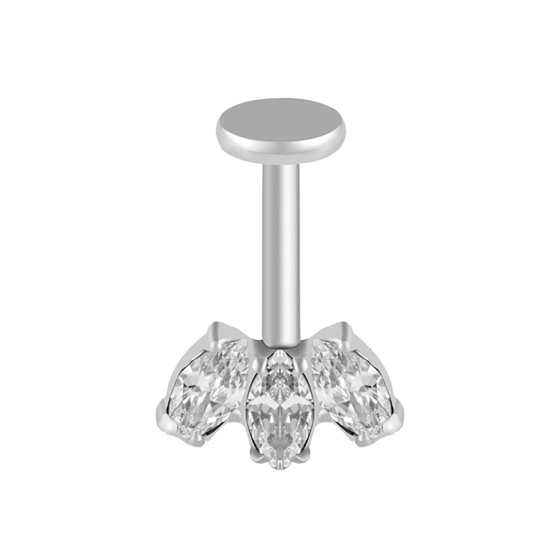 Labret titane ASTM F136 interne helix vertical 1,2mm motif 3 marquises | iTC