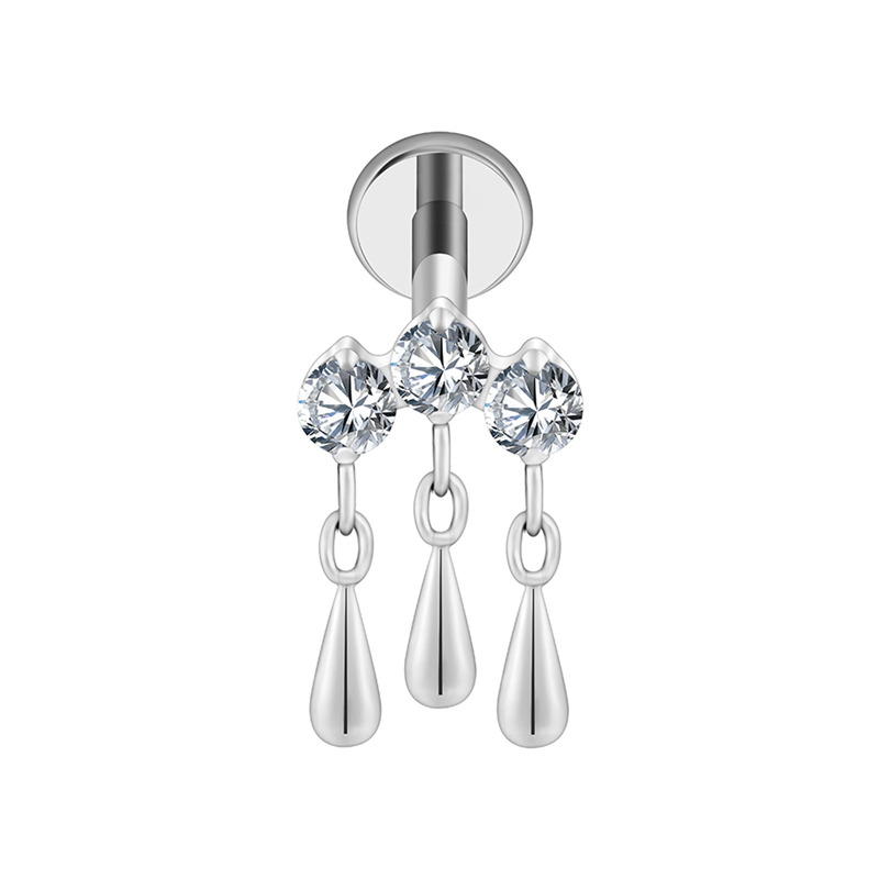 Labret titane ASTM F136 interne 1,2mm cristal en cascade pendant goutte | iTC