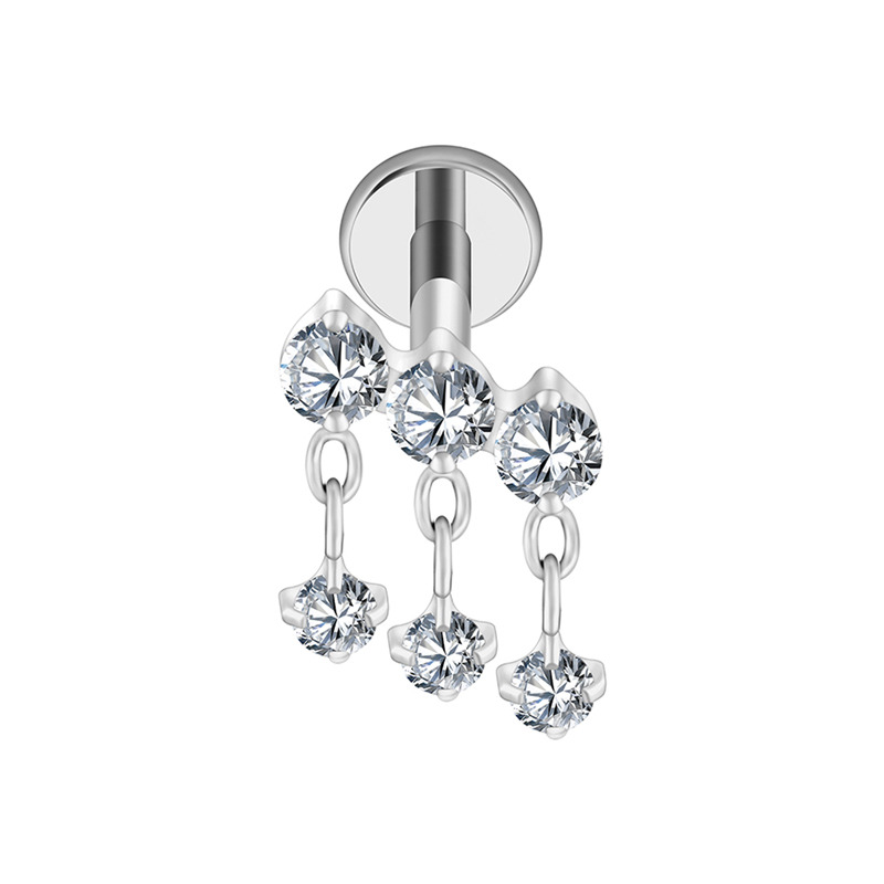 Labret titane ASTM F136 interne 1,2mm cristal en cascade strass blanc | iTC