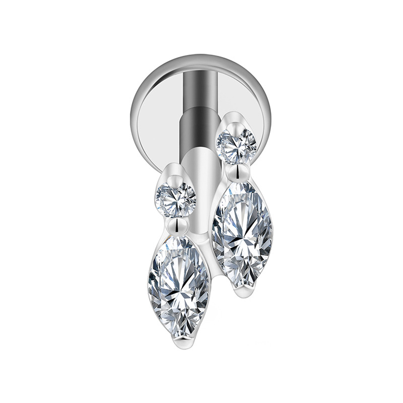 Labret titane ASTM F136 interne 1,2mm cristal double ovale strass blanc | iTC