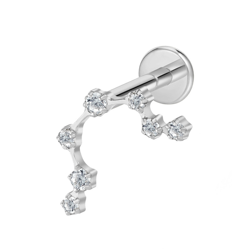 Labret Titane ASTM F136 interne 1,2x8 arc strass blanc | iTC