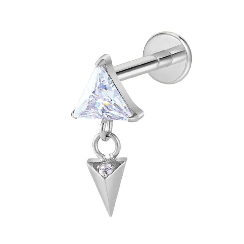 Labret Titane ASTM F136 interne 1,2x8 strass triangle pendant | iTC