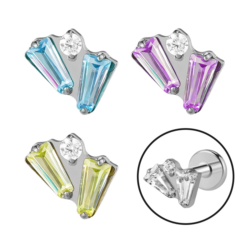 Labret Titane ASTM F136 interne 1,2x8 strass rectangle | iTC
