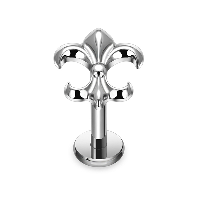 Labret Titane ASTM F136 interne 1,2x8 fleur de lys | iTC