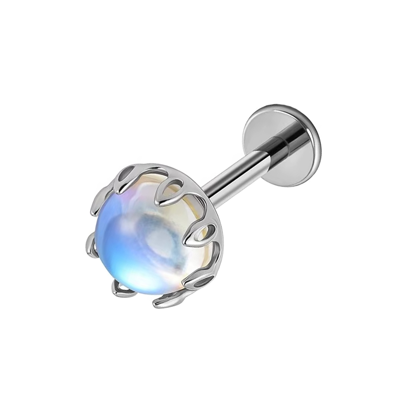 Labret Titane ASTM F136 interne  1.2x8 opale effet nacré | iTC