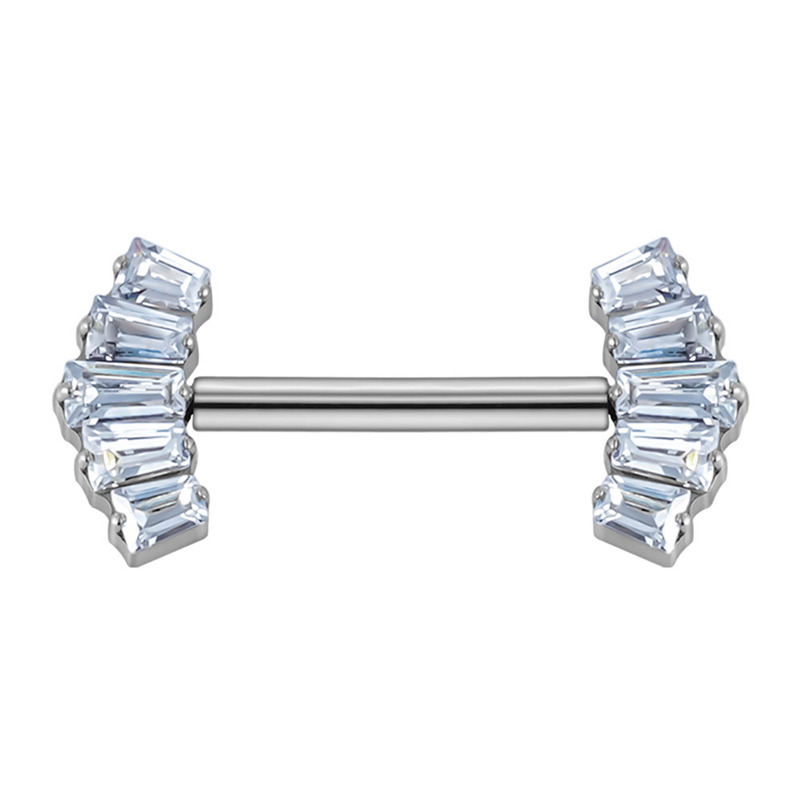 Bijou de téton titane ASTM F136 interne 1,6mm  éventail strass blanc  | iTC