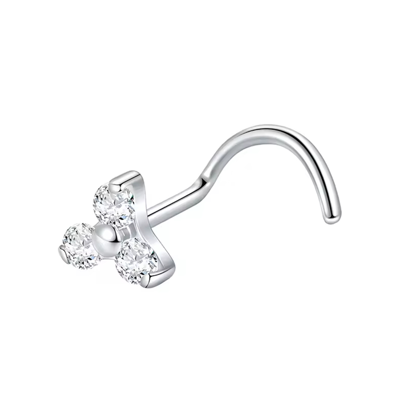 Stud Nez Titane ASTM F136 Fleur Cristal Blanc | Itc