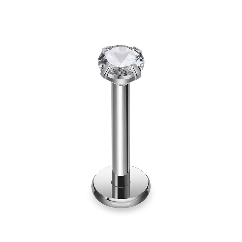 Labret Titane ASTM F136 Stud griffé 0,8mm strass blanc | iTC