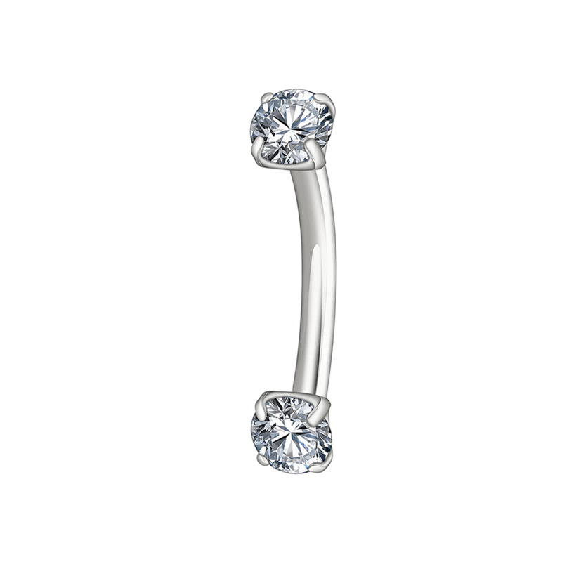 Micro banane titane ASTM F136 interne 1,2mm double strass griffé | iTC