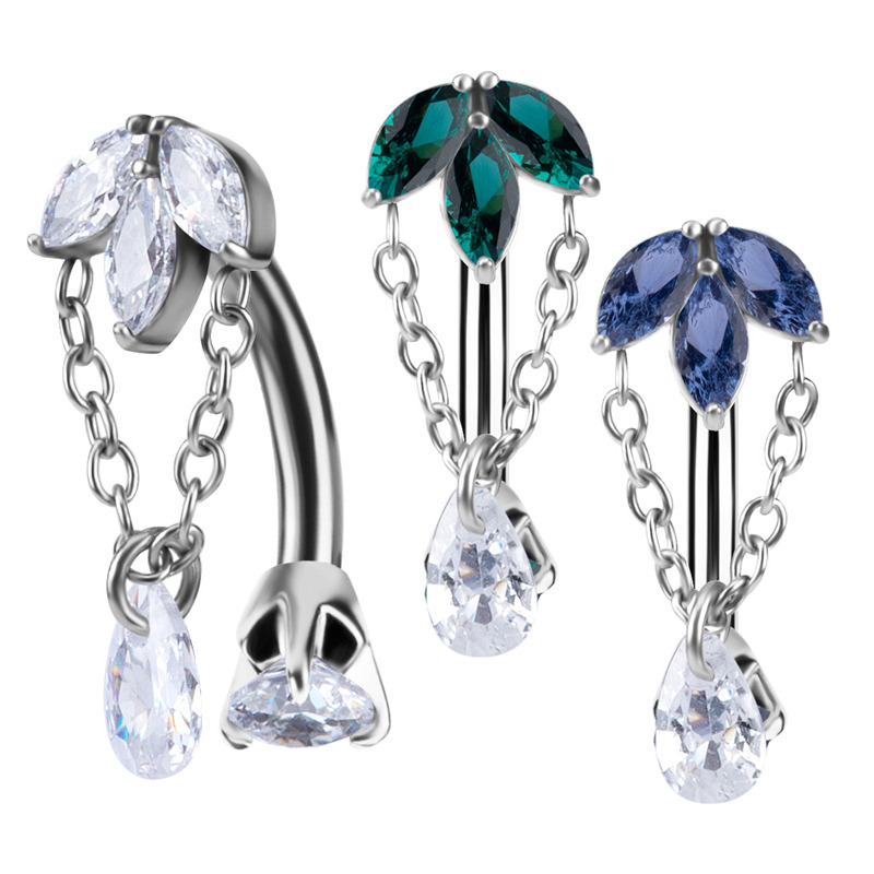 Banane flottante acier 1.6x10 Crystal chain drop argenté | iTC