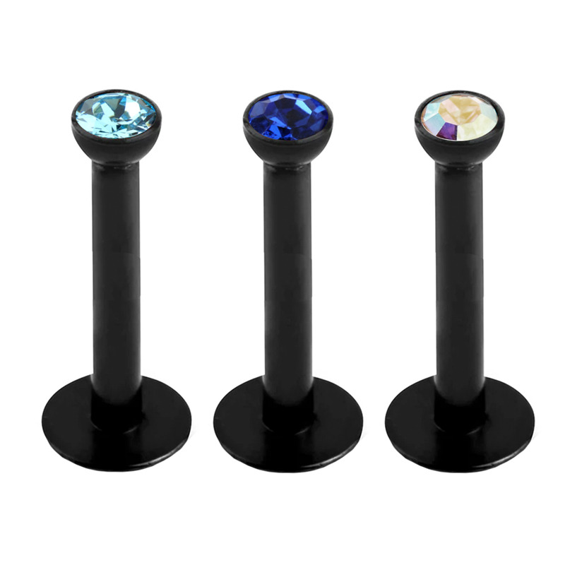 Labret Acier Noir Cristal Coloré | Itc