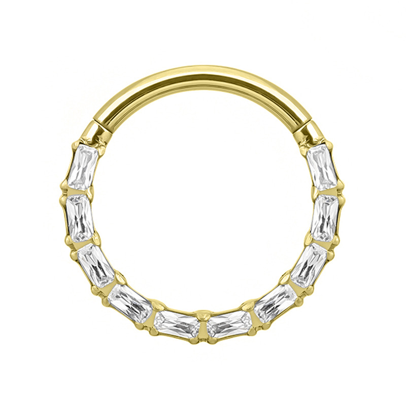 Anneau charnière titane pvd gold multistrass texturé | iTC