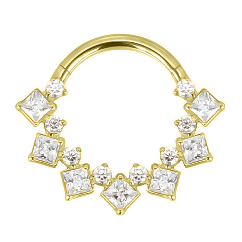 Anneau charnière titane pvd gold 1.2x8 multistrass carré blanc | iTC