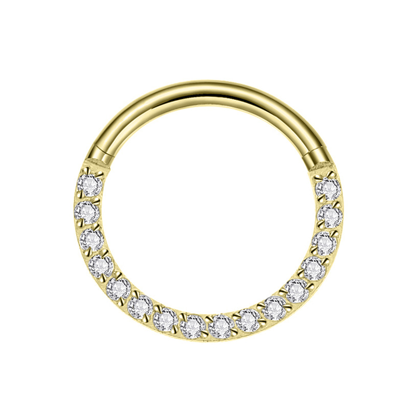Anneau charnière Titane pvd gold ASTM F136 multi cristal blanc | iTC