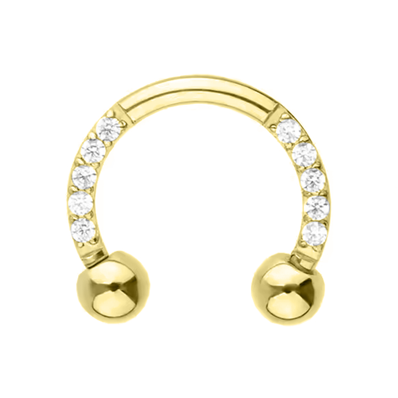 Fer à cheval Titane ASTM F136 pvd gold 1.2mm multi strass blanc | iTC