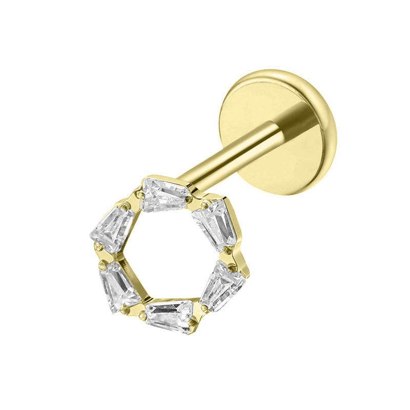 Labret Titane pvd gold ASTM F136 interne 1,2x8 circulaire strass blanc | iTC