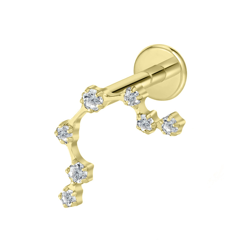 Labret Titane pvd gold ASTM F136 interne 1,2x8 arc strass blanc | iTC
