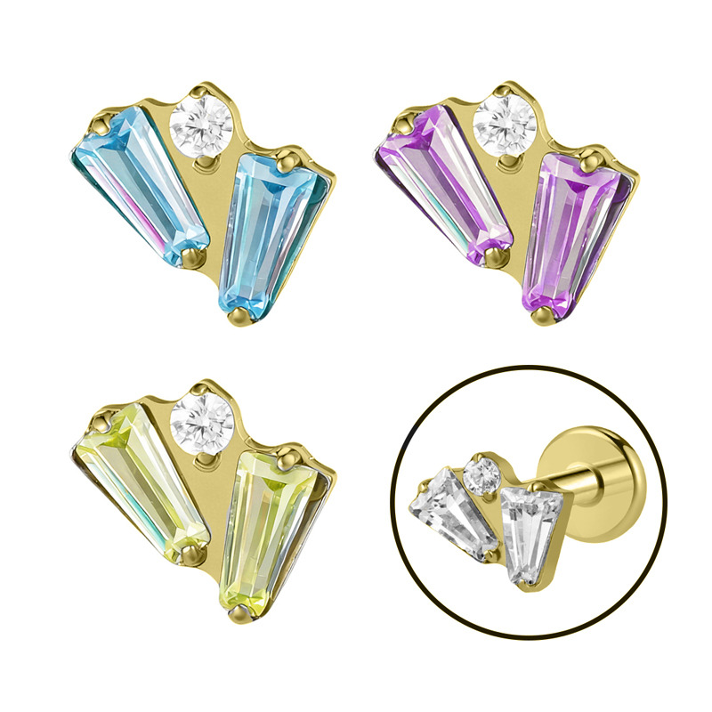 Labret Titane pvd gold ASTM F136 interne 1,2x8 rectangle | iTC