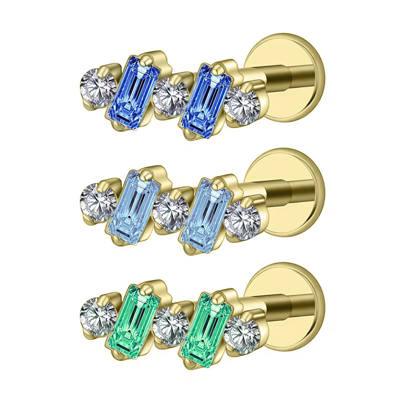 Labret Titane pvd gold ASTM F136 interne 1,2x8 ornement de strass | iTC