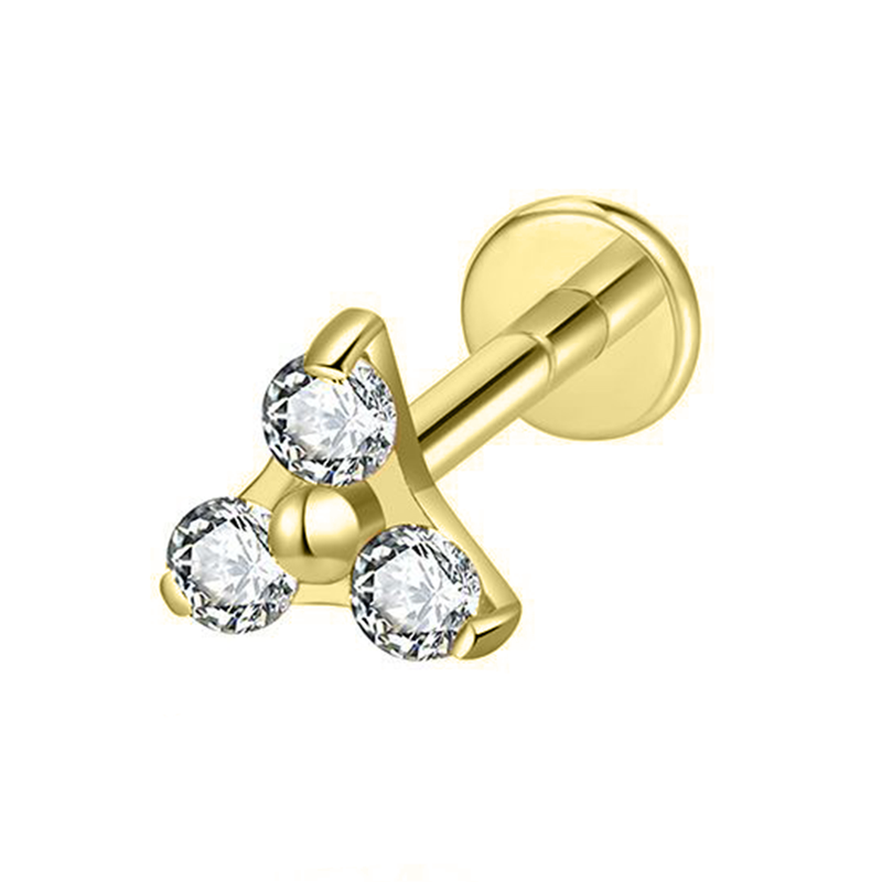 Labret Titane ASTM F136 interne pvd gold 1,2x8 triskel scintillant | iTC
