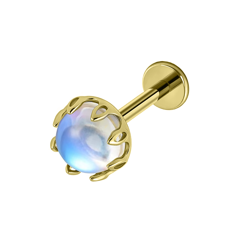 Labret Titane ASTM F136 interne pvd gold 1.2x8 opale effet nacré | iTC