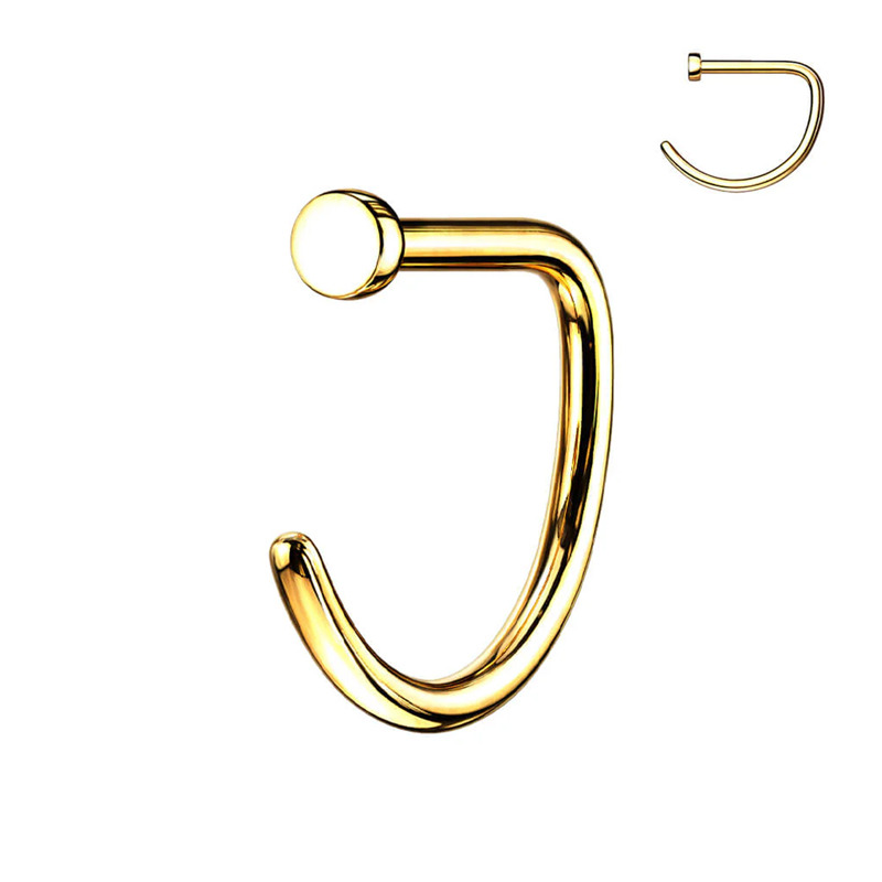 Stud nez titane PVD Gold ASTM F 316 0.8mm demi courbe | iTC