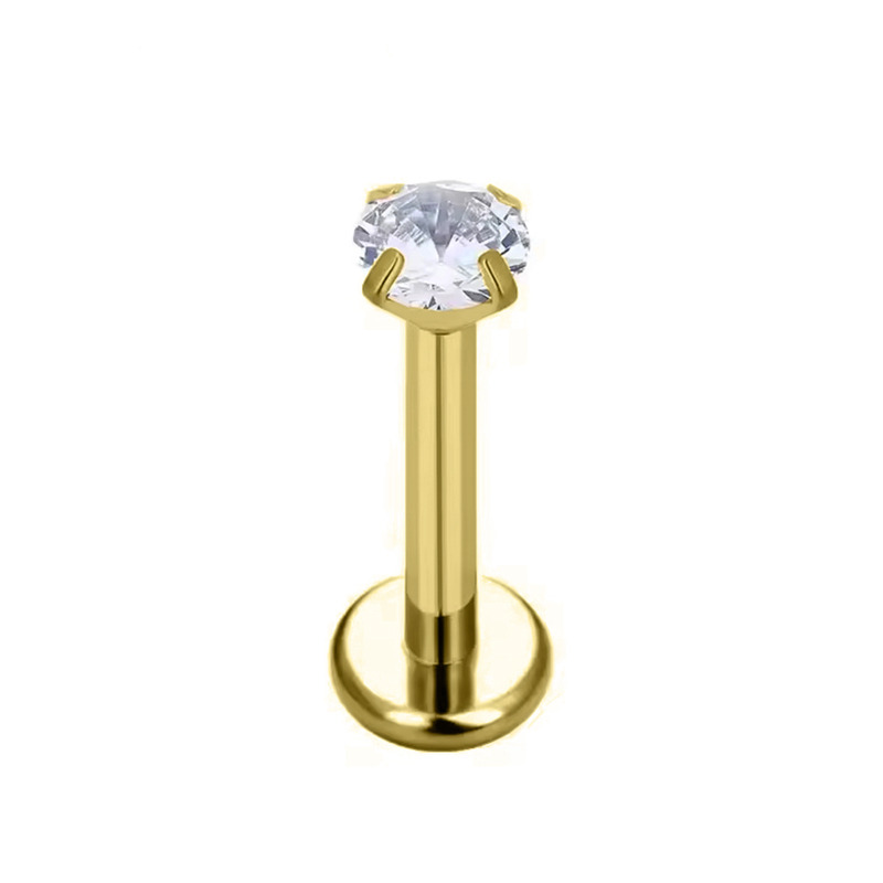 Labret Titane ASTM F136 pvd gold Stud griffé 0,8mm strass blanc | iTC