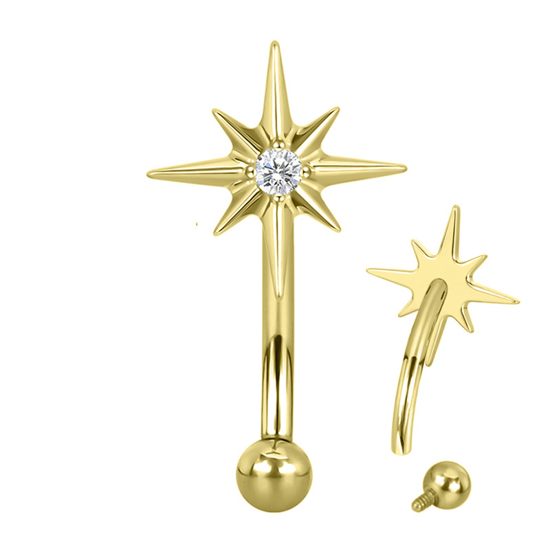 Micro banane titane interne pvd gold 1,2x8 etoile du berger | iTC