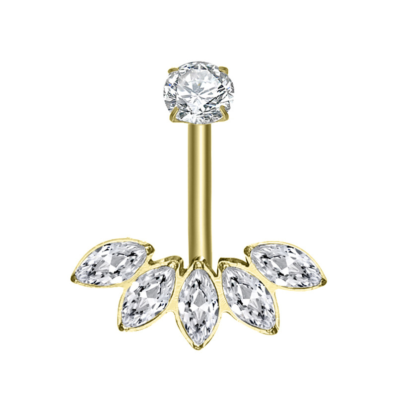 Banane Titane pvd gold ASTM F136 interne 1.6x10 marquise strass blanc | iTC