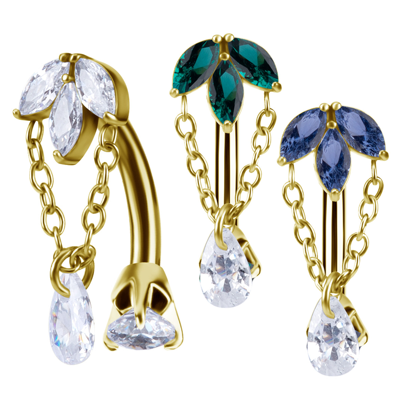 Banane flottante acier doré 1.6x10 Crystal chain drop argenté | iTC